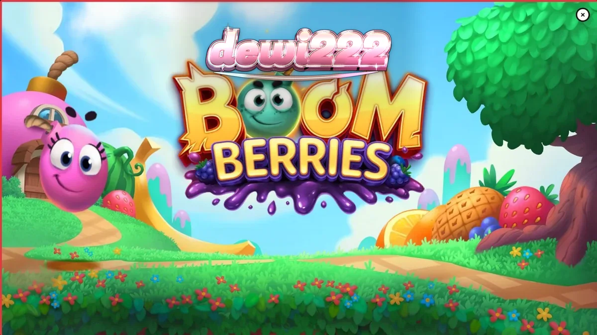 Pemandangan desa dongeng yang penuh dengan buah-buahan raksasa dalam slot Boomberries